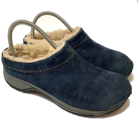 Merrell Shoes - Merrell Encore Blue Suede Slip On Clogs Mules 10